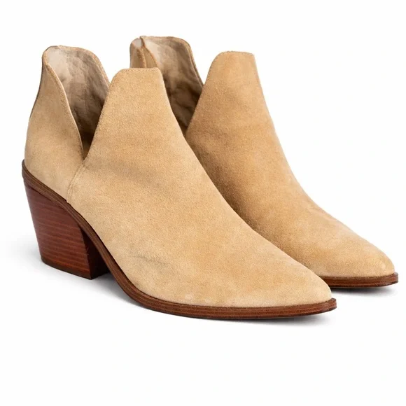 Vince Camuto Tan Suede Western Ankle Boots | Block Heel | Size 9.5 - Picture 1 of 11
